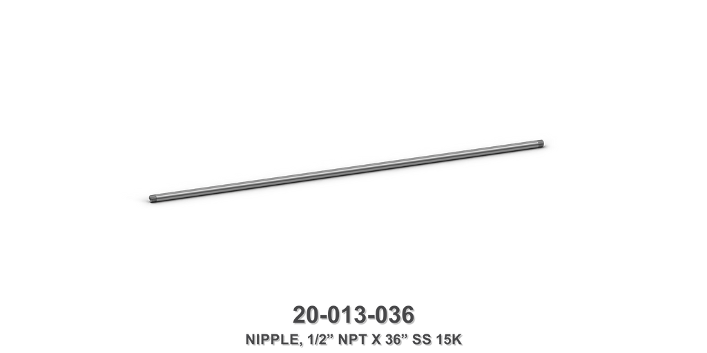 15K 1/2" NPT x 36" Stainless Steel Nipple