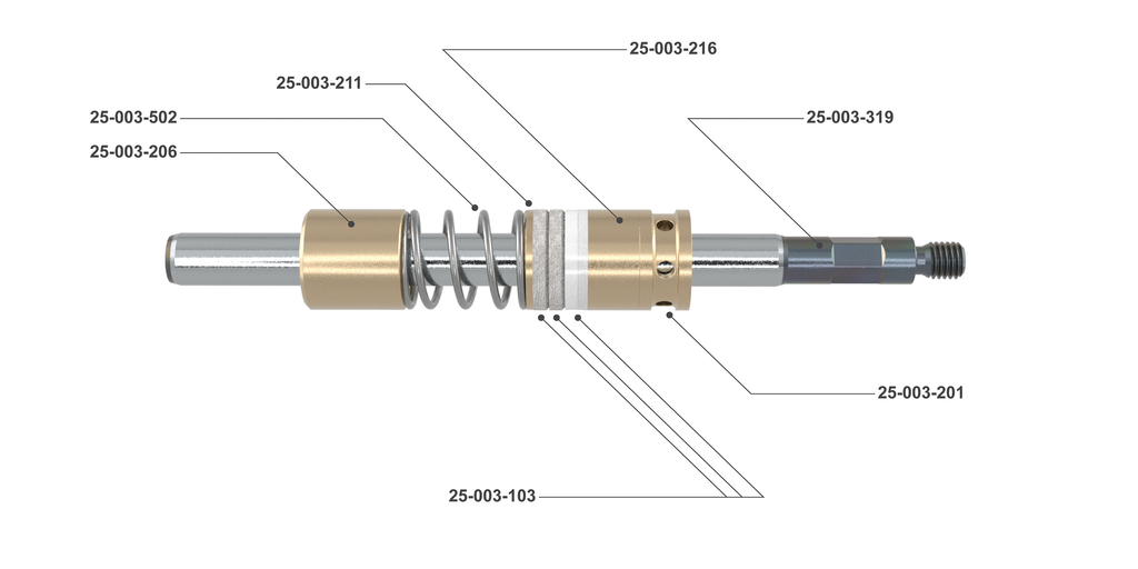 20 mm Stainless Steel Threaded Plunger Kit - Gardner Denver / Butterworth Type