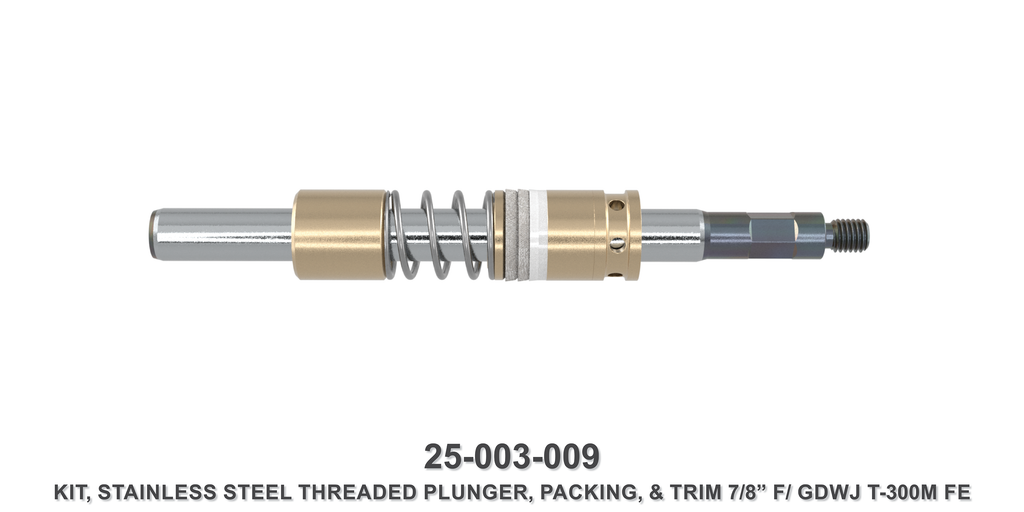 7/8" Stainless Steel Threaded Plunger Kit - Gardner Denver / Butterworth Type