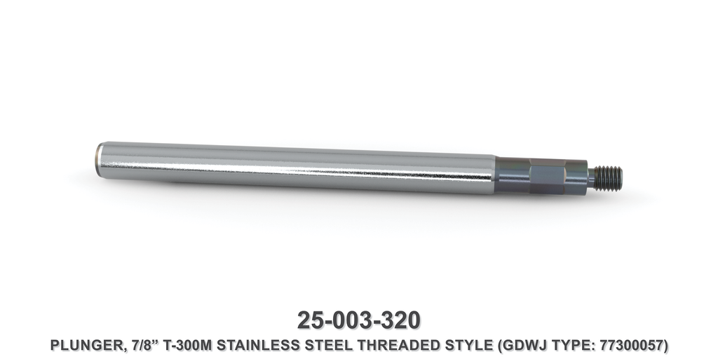 7/8" Stainless Steel Threaded Style Plunger - Gardner Denver / Butterworth Type