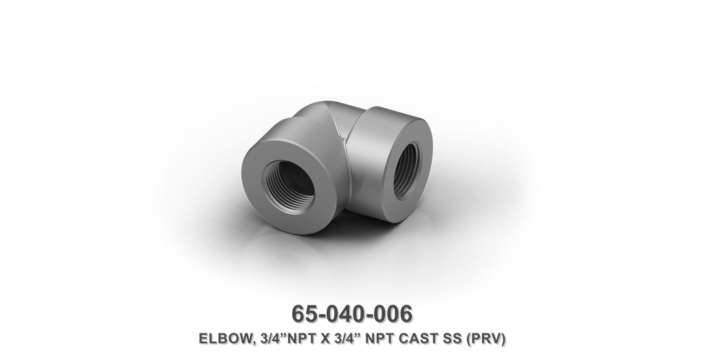 3/4" NPT x 3/4" NPT Cast Stainless Steel Elbow