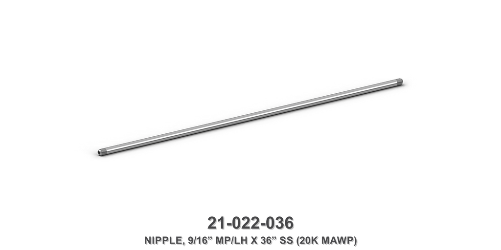 20K MAWP 9/16" MP/LH x 36" Stainless Steel Nipple