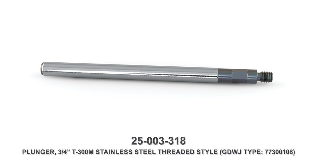 3/4" Stainless Steel Threaded Style Plunger - Gardner Denver / Butterworth Type